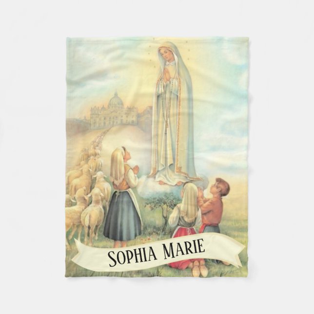 Personalised Our Lady of Fatima Fleece Blanket (Front)