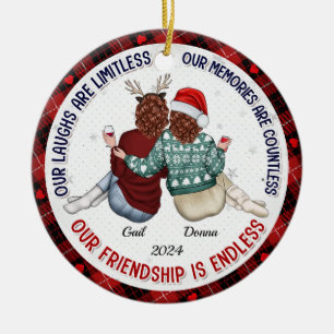 Personalised Our Laughs Are Limitless - Bestie  Ceramic Tree Decoration