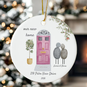 Personalised Our New Home Pebble Couples christmas Ceramic Tree Decoration
