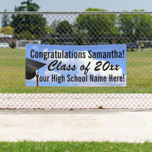 Personalised Outdoor Graduation Banner Blue Sky