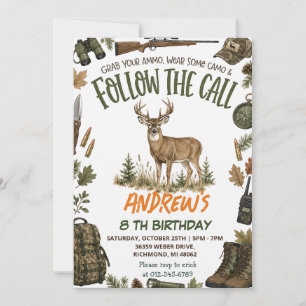 Personalised Outdoors Hunting Birthday Invitation