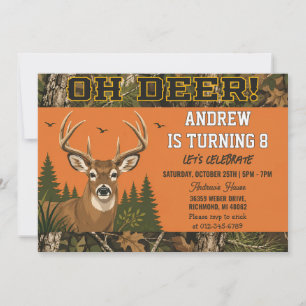 Personalised Outdoors Hunting Camo Birthday Invitation