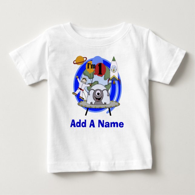 Personalised Outer Space 1st Birthday Tshirt (Front)