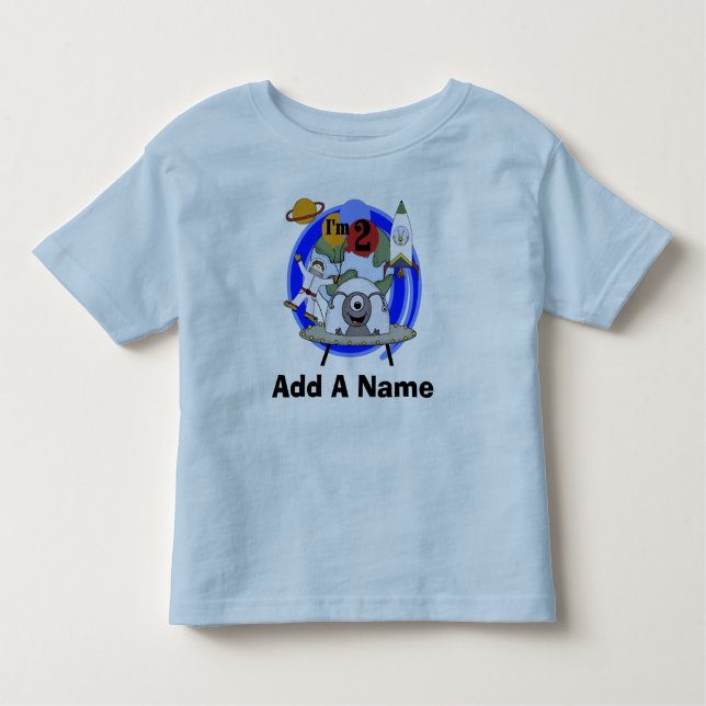 Personalised Outer Space 2nd Birthday T-shirt (Front)