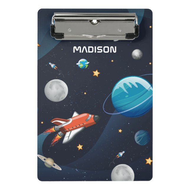 Personalised Outer Space Activity in the Galaxy Mini Clipboard (Front)