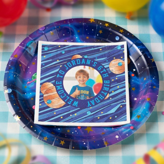 Personalised Outer Space Galaxy Birthday Napkin (Creator Uploaded)