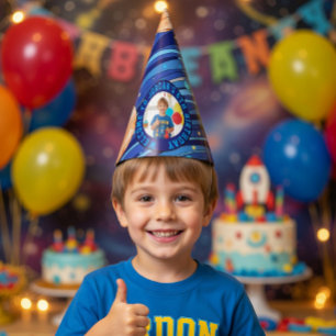 Personalised Outer Space Galaxy Photo Birthday Party Hat