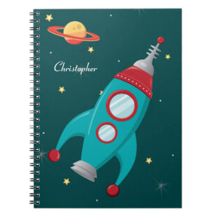 Personalised outer space rocket ship notebook