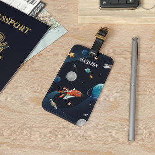 Personalised Outer Space Shuttle Travel Moon Stars Luggage Tag