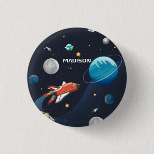 Personalised Outer Space Travel Galaxy 3 Cm Round Badge