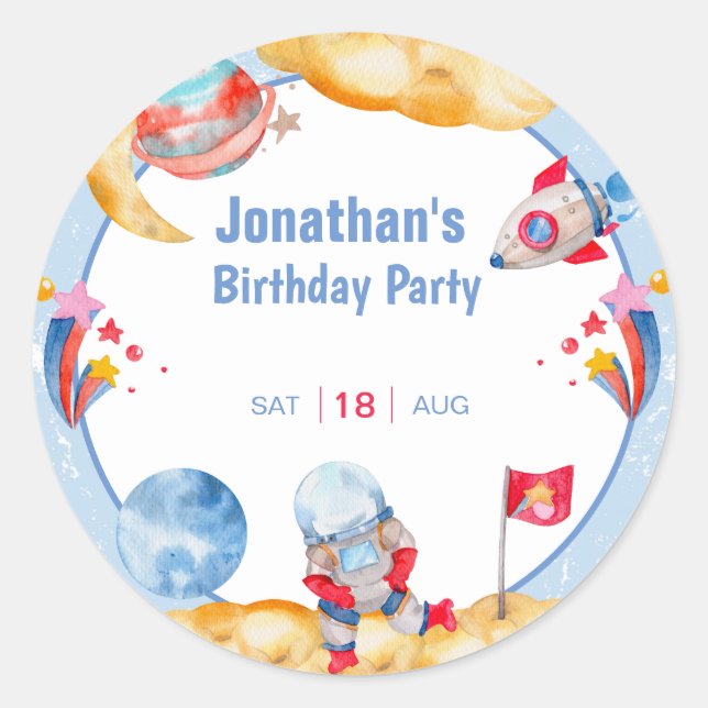 Personalised outerspace astronaut birthday Sticker (Front)