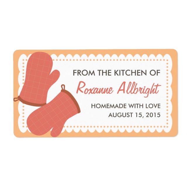 Personalised Oven Mitts Canning Label (mango) (Front)