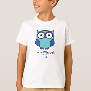 Personalised Owl Birthday Blue T-Shirt