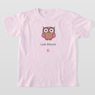 Personalised Owl Birthday Pink Look Whooo's Age T-Shirt