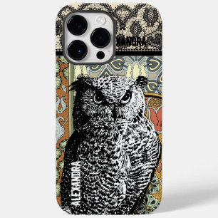 Personalised Owl Floral Warm Earth Tones Damask Case-Mate iPhone 14 Pro Max Case