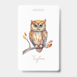 Personalised Owl ID Badge
