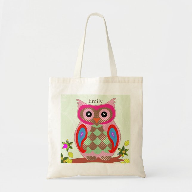 Personalised Owl kids Tote Bag (Front)