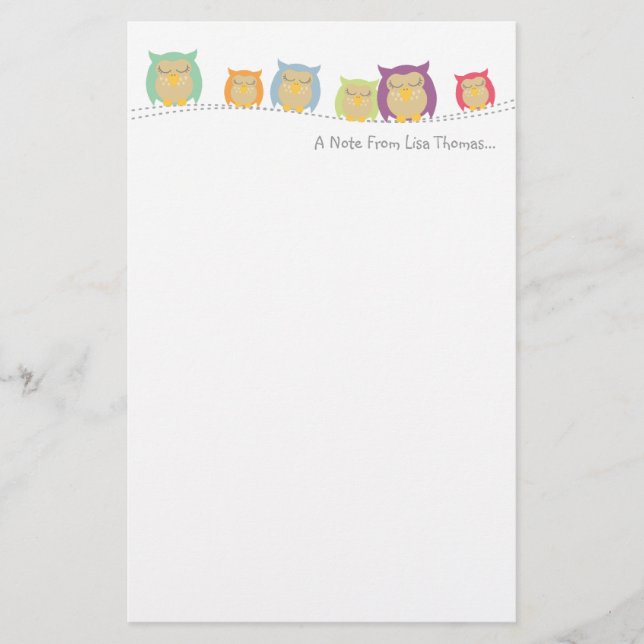 Personalised Owl Note Paper (Front)