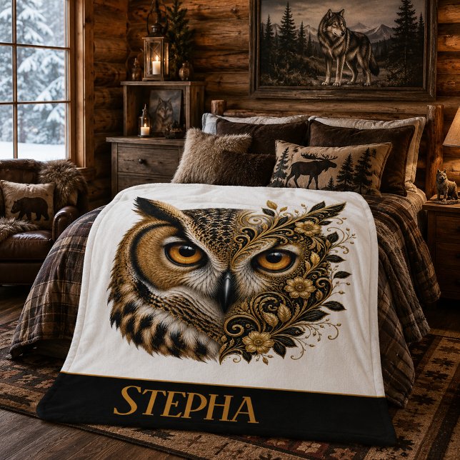 Personalised Owl Sherpa Blanket  (Creator Uploaded)