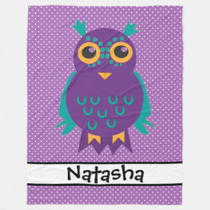 Personalised Owl with polka Dots Fleece Blanket