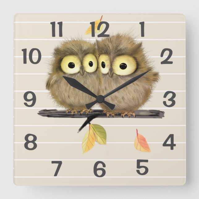 Personalised  Owls Wall Clock (Front)