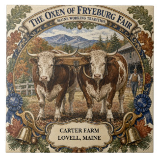 Personalised Oxen of Fryeburg Fair Maine Tile