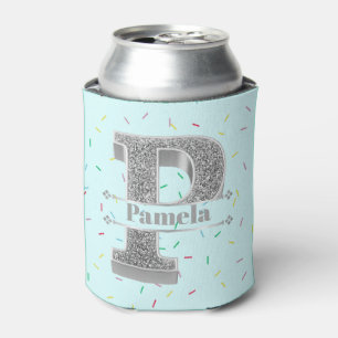 Personalised P Initial Silver Monogram Your Name Can Cooler