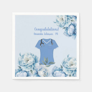 Personalised PA Physician Assistant Blue Scrubs Napkin