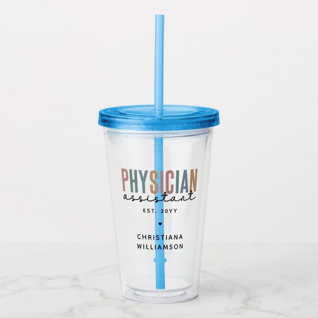 Personalised PA Physician Assistant Graduation Acrylic Tumbler (Front)