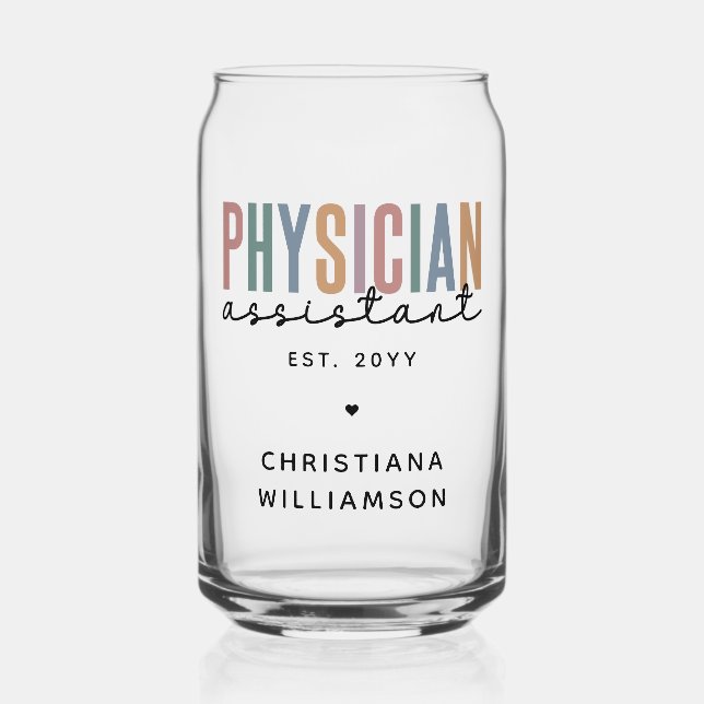 Personalised PA Physician Assistant Graduation Can Glass (Front)