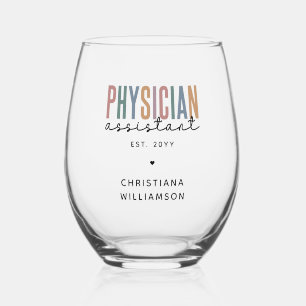 Personalised PA Physician Assistant Graduation Stemless Wine Glass