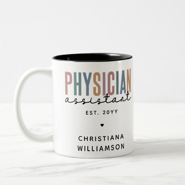 Personalised PA Physician Assistant Graduation Two-Tone Coffee Mug (Left)