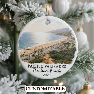 Personalised Pacific Palisades, California Ceramic Tree Decoration