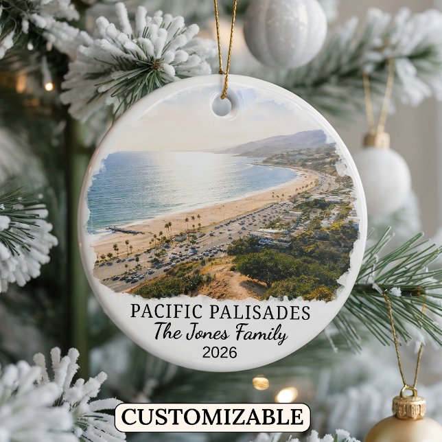Personalised Pacific Palisades, California Ceramic Tree Decoration (Creator Uploaded)