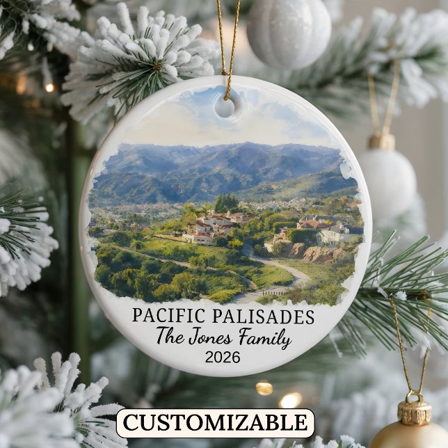 Personalised Pacific Palisades, California Ceramic Tree Decoration (Creator Uploaded)
