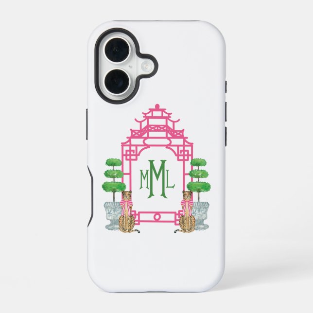 Personalised Pagoda Monogram iPhone 16 tough case (Back)