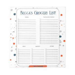 Personalised Painted Dots Grocery List Notepad