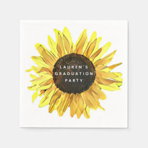 Personalised Painted Sunflower Graduation Party Napkin