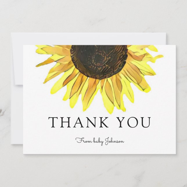 Personalised Painted Sunflower Thank You (Front)