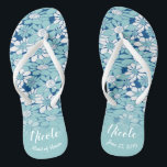Personalised Pale Blue Floral Bridesmaid Jandals<br><div class="desc">Gift your bridal party with this pair of trendy flip flops that will be in use long after you say "I do"! They are an update of the classic pair, and totally appropriate for hitting the streets in. These stylish flip flops can be personalised to your liking. Add complementary text...</div>