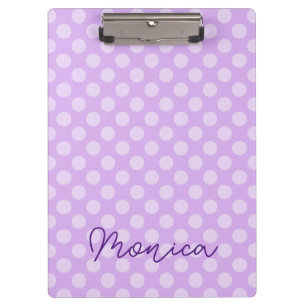 Personalised Pale Lavender Polka Dot Clipboard
