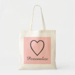 Personalised pale pink and grey heart tote bag<br><div class="desc">Personalised pale pink and grey heart tote bagwedding tote bag. Classy heart icon bridesmaid tote bags. Personalizable totes for team bride and brides entourage. Stylish design with custom background colour and custom name or monogram. Make one for bride, bridesmaids, flower girl, maid of honour, matron of honour, mother of the...</div>