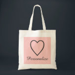 Personalised pale pink and grey heart tote bag<br><div class="desc">Personalised pale pink and grey heart tote bagwedding tote bag. Classy heart icon bridesmaid tote bags. Personalizable totes for team bride and brides entourage. Stylish design with custom background colour and custom name or monogram. Make one for bride, bridesmaids, flower girl, maid of honour, matron of honour, mother of the...</div>
