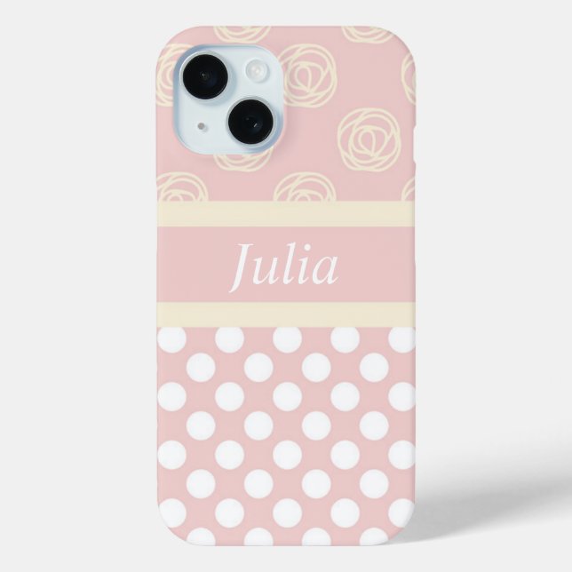 Personalised Pale Pink and Soft Yellow with Name Case-Mate iPhone Case (Back)