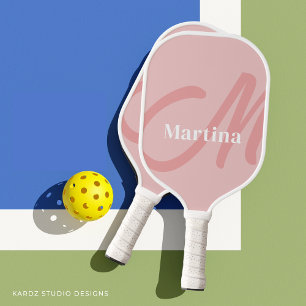Personalised Pale Pink Monogram Initial Pickleball Paddle