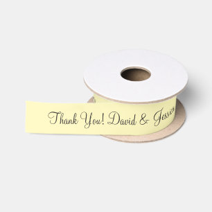 Personalised pale yellow wedding favour ribbon satin ribbon