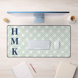 Personalised Palm Beach Green Lattice Monogram Desk Mat