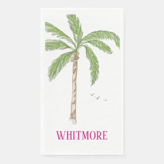 Personalised Palm Beach Palm Tree  Napkin (Front)