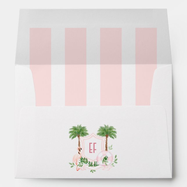 Personalised Palm Springs Flamingo Monogram Envelope (Back (Bottom))