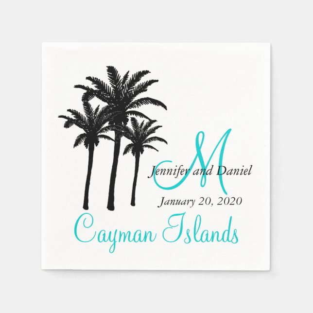 Personalised Palm Trees Beach Wedding Paper Napkin (Front)